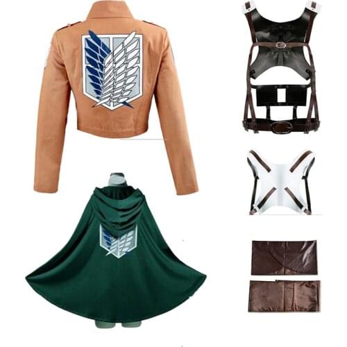 Attack on Titan Cosplay Costumes Shingeki no Kyojin Recon Corps Cosplay Leather Shorts Belt Apron Skirt Scouting Legion Cape Set