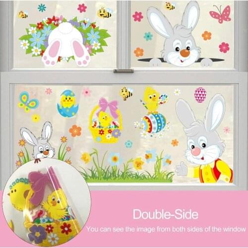 Easter Eggs Rabbits Foot Bedroom Bathroom Wall Stickers Room Bunny For Decor Home Decoration Accessories Refrigerator Window