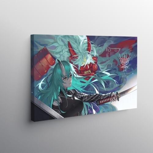 Anime Katana Hoshiguma Arknights Poster Framed Wooden Frame Canvas Painting Wall Art Decor Bedroom Study Home Decoration Prints