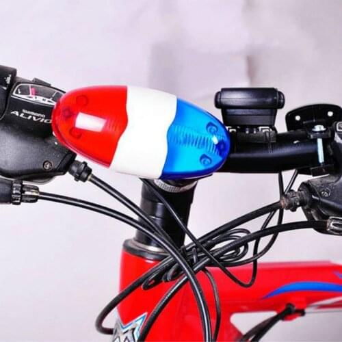 Durable Waterproof Multifunction Cycle Lamp +4 Loud Siren Sound Trumpet Police 6 LED Light Electronic Siren Bike Bell Red/Blue