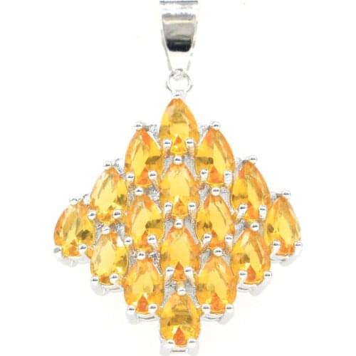 38x25mm Deluxe Created Green Amethyst Golden Citrine For Women Silver Pendant Eye Catching