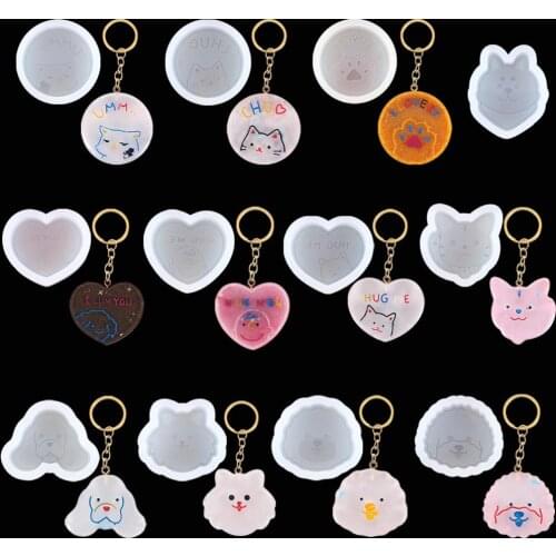 Cute Cat Dog Silicone Resin Mold DIY Keychain Pendant Necklace Earring Jewelry Crafts Making Fondant Cake Decorating Tools