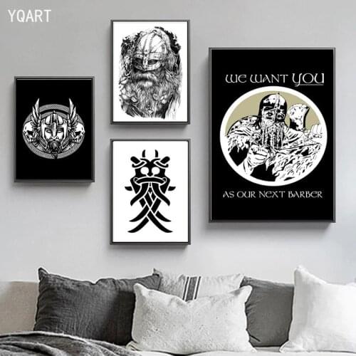 Norse Mythology Classic Canvas Painting Poster and Print Vikings Wall Art Picture Tattoo Art for Modern Home Room Decoration