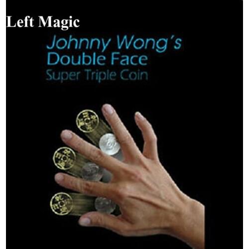 Double Face Super Triple Coin (Half Dollar or Morgan Dollar Version) by Johnny Wong Magic Tricks Illusions Close up Magic Props