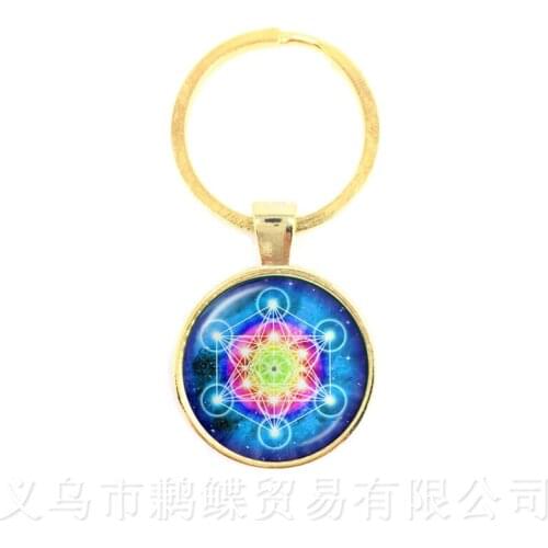 Supernatural Pentagram Keychain Glass Cabochon Wicca Pagan Gothic Pentagram Pentacle Star Crystal Pendant Five Pointed Star