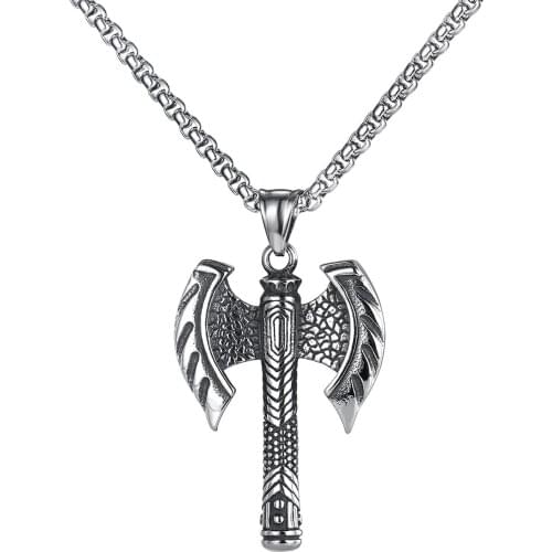 Vintage Punk Stainless Steel Viking Tomahawk Necklaces For Men Gothic Hip Hop Pendants Jewelry Accessories Necklaces Wholesale
