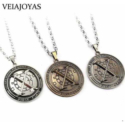 Vintage Xmen Silver Dog Tag Pendant Necklace X-Men Apocalypse Metal Necklace Charms Car Keychain Chaveiro Women Jewelry Souvenir