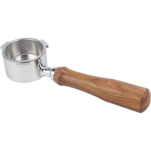 51mm Coffee Bottomless Portafilter Espresso Alloy Coffee Funnel Wooden Handle Filter Holder