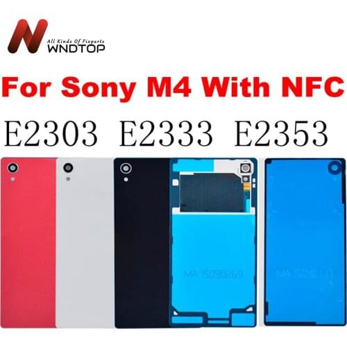 For Sony Xperia M4 Aqua Back Battery Cover Rear Door Housing Case With NFC Replacement For Sony M4 E2303 E2333 Battery Cover