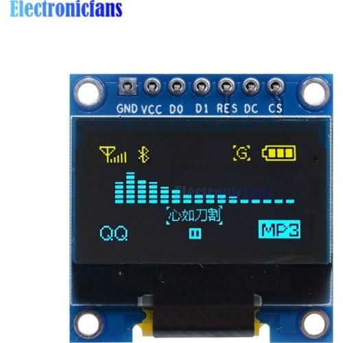 0.96" Blue Yellow 0.96 Inch OLED Module 128X64 OLED LCD LED Display Module For Arduino IIC I2C DC 3V-5V SPI Serial Module