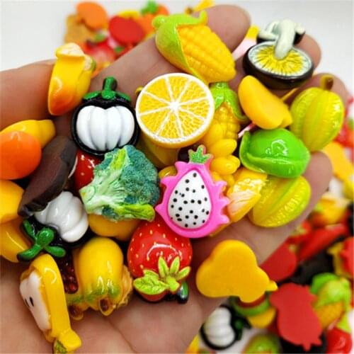 10/30Pcs Acrylic Lovely Mixed fruit vegetables Flatback Cabochon Scrapbook Kawaii DIY Embellishments Accessories