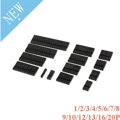 100pcs 2.54mm Pitch Connector 1/2/3/4/5/6/7/8/9/10/12/13/16/20 P Pin Single Row 2.54 mm Plastic Shell Through Hole Housing Plug