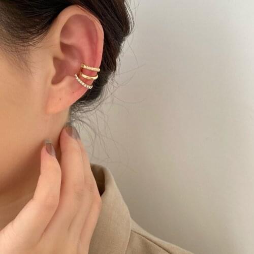 3Pcs/Set Clips Earring for Women Unisex Minimalist Cartilage Hoop Earrings Set Fashion Ear Cuff fake piercing Clip on Earring