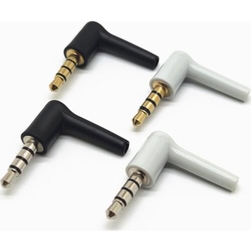 50pcs 3.5mm stereo headset plug jack 3 4 pole 3.5 Nickel Plated 90 Degrees Black White Audio Plugs Jack Adaptor Connector