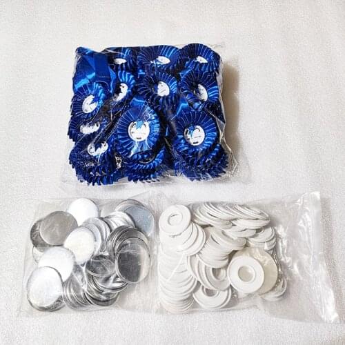 50pcs/set Newset 2 1/4" 58mm Rosette Button Badge Ribbon Badge Material Set