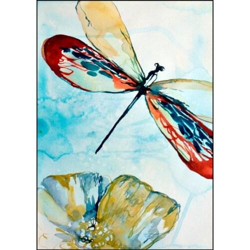 5D Diamond Embroidery Watercolor Insect Dragonfly DIY Daimond Painting Full Square Drill Crystal Mosaic Cross Stitch Kits Decor