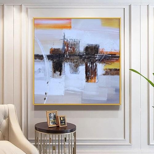 Abstract 3D Geometric Painting Hand Painted Oil Painting On Canvas Modern Wall Art Painting For Living Room Home Decor No Frame