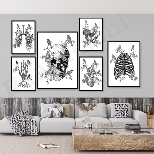 Anatomy Art Doctor Office Decoration Medicine Art Skull Anatomy Heart Bronchial Tree Chest Pelvis Gothic Art Clinic Decorative T