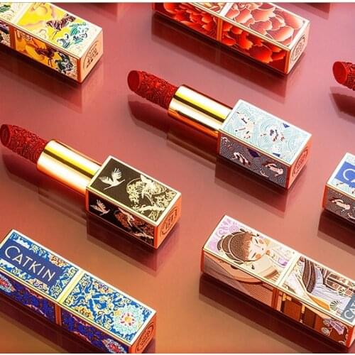 CATKIN Carved lipstick matte color Chinese antique lipstick set is not easy to decolorize easy to color and lasting water proof