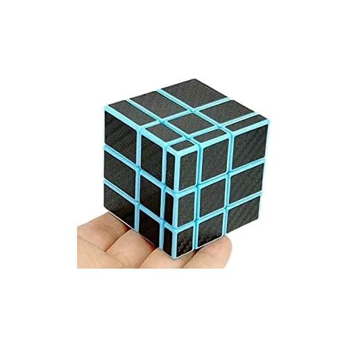 CuberSpeed Fangge Mirror Blue with Black Carbon Fiber stickers 3x3 Magic cube Mirror Blocks Blue Speed cube