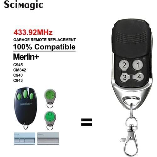 Merlin Garage Door Remote Merlin+ C945 C943 C940 433.92MHz Gate Opener Merlin + Rolling Code 433MHz Replacement