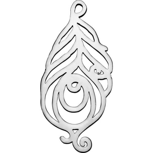 DIY Jewelry Stainless Steel Floating Hollow Feather Charm Pendants for Bracelet Necklace Jewelry Making Wholesales