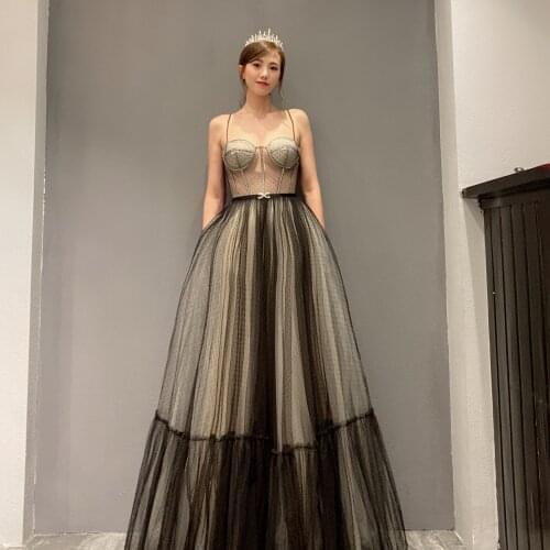 Celebrity rhinestone A-line elegant sexy Evening dress 2021 new Occasion Formal Cocktail party dress