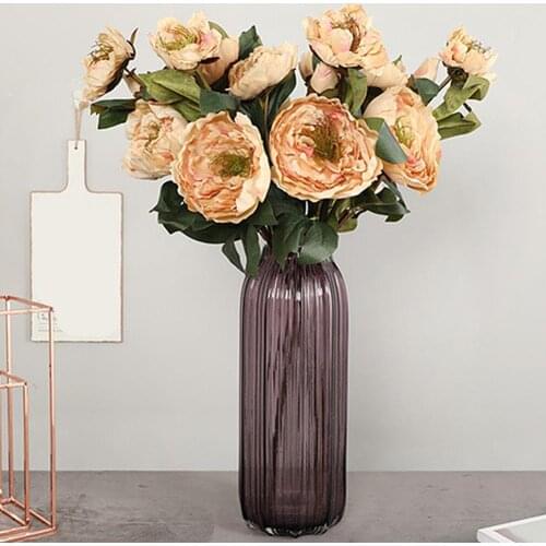 European Artificial 3 Heads Peony Fake Flower Home Wedding Party Festival Decor