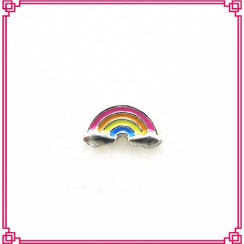 Hot selling rainbow floating charms living glass memory pendant floating locket for diy jewelry