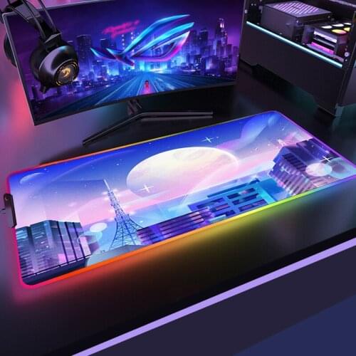 Pc Gaming Mousepad Sailor Moon Landscape Rgb Mouse Pad Gamer Rubber Mat LED Computer Desk Mause Pad Anime Mouse Mats Xxl Mice