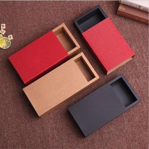 Kraft Paper Packaging Cardboard Box Brown Small Packaging Gift Box Red Large Paper Drawer Boxes Gift Jewelry Soap Candy Boxes