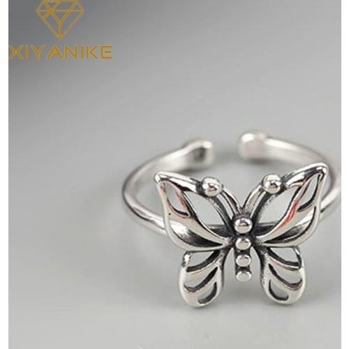 XIYANIKE 925 Sterling Silver Hollow Big Butterfly Ring For Women Sweet Romantic Style Jewelry Accessories Engagement Party Gift