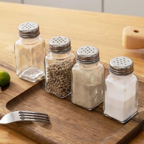 Kitchen Glass Salt Shaker Cruet Pepper Shakers Salt Bottle Herb Spice Bottle Tools Barbecue Sauce Bottle Sealed Cans