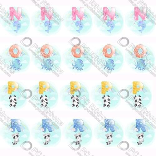 16-75MM Cartoon Animal&Letters Printed Grosgrain Polyester Ribbon 50 Yards Gift Wrapping Diy Bows Wedding Drections Ribbons