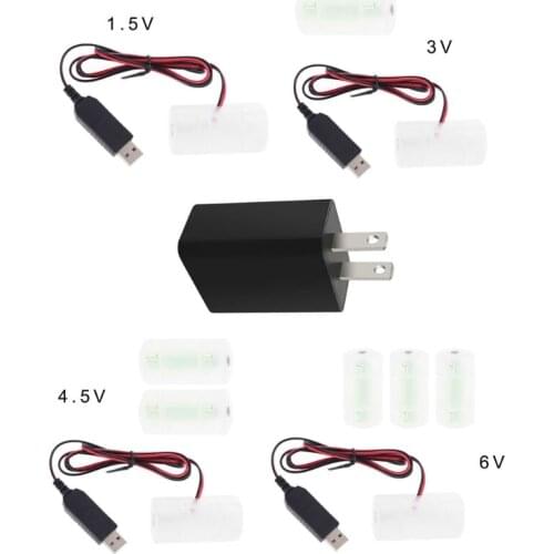 AM2 LR14 Dummy C Battery Eliminator with US Plug USB Power Adapter 2m Cable Replace 1 to 4pcs 1.5V 3V 4.5V 6V C Size Battery