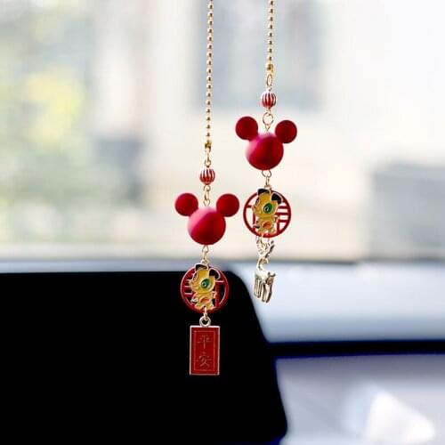 Cartoon Ceramic Car Pendants Cute Ornament Lucky Cat Car Interior Ornaments