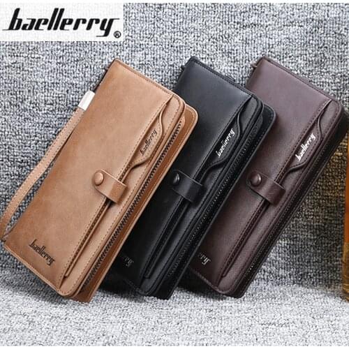 Top Quality Leather Men Wallets Large capacity Driver License Phone Wallet Casual Male Clutch Long Zipper Coin purse carteira