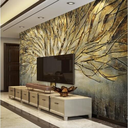 Bacal Custom 3D Wall Murals Wallpaper Modern Fashion Abstract Art Relief Oil Painting Tree Living Room Mural 3 D Wall Paper