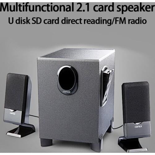 KYYSLB R102PF Desktop Wooden 2.1 Channel Computer Speaker Plug In U Disk Subwoofer Audio FM Radio Subwoofer