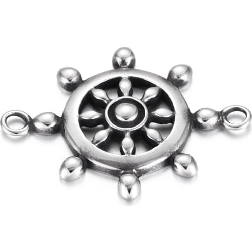 316L Stainless Steel Rudder Connector 1/1 Loops Polished Charms 3mm Hole for DIY Accessories Jewelry Making Supplies