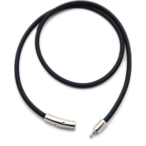 New Simple Black Leather Necklace Long Rope Stainless Steel Screw Lock Clasp Cord Pendant Necklaces Making Unisex Clasps Jewelry