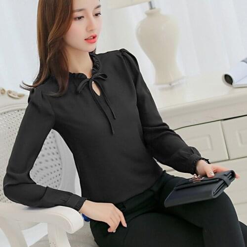 Spring 2018 new Korean chiffon shirt long sleeve white fashionable shirt blouse blouse