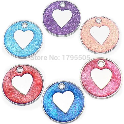 Wholesale 100pccs/lot heart id tag Customized Dogs Collars Dog Sheet Personalized Dog ID Tag Collar for Dog Name Phone Pet love