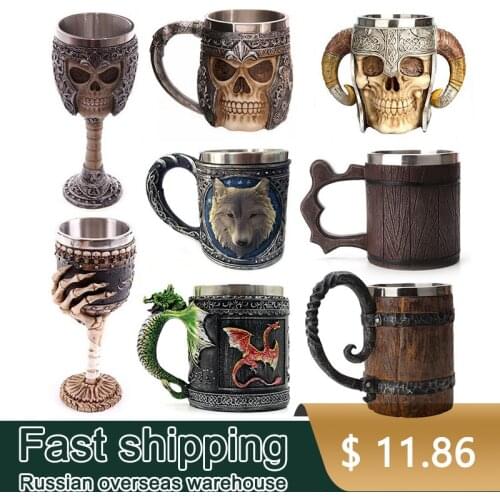 Retro Beer Cup Skull Mug Espresso Coffee Cup Set Handmade Beer Mug Tea Glass Whiskey Glass Cups Drinkware Bar Decoration