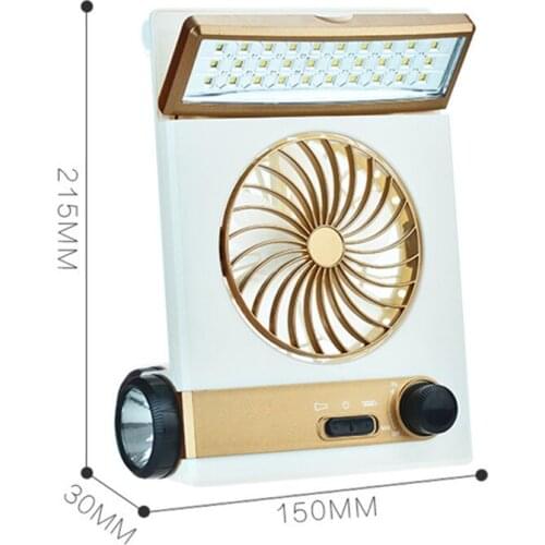 4 in 1 Portable solar 220V electric charging fan 1200mA battery rechargeable fan 5V mini multi-functional LED lamp flashlight