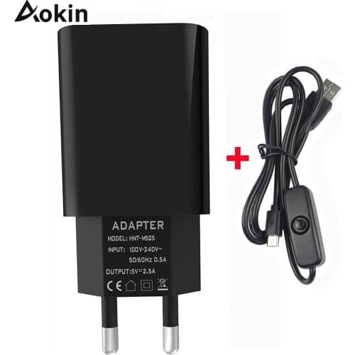 Raspberry Pi 3 Model B/B+ Plus Power Supply 5V 2.5A with Power Switch Micro USB Cable 2.5A 2A 1.5A 1A AC Power Adapter