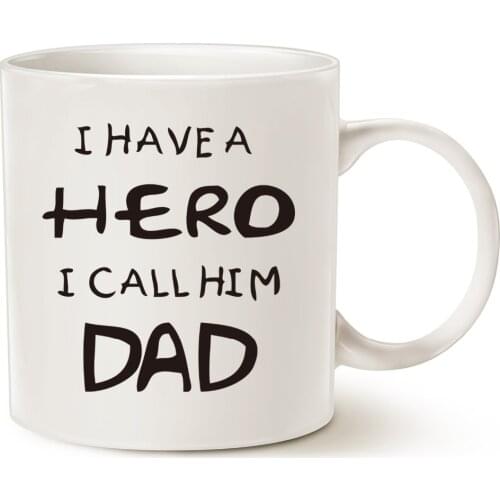 Christmas Gifts for Dad Coffee Mug - I HAVE A HERO I CALL HIM DAD - Funny Best Fathers Day and Birthday Gifts for Dad, Father