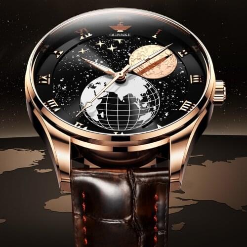 Switzerland OUPINKE Mens Mechanical Moon Phase Wirstwatches Waterproof Automatic Mens Watches Sapphire Relogio Masculino 2021