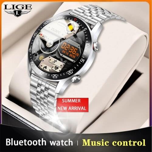 LIGE 2021 New Full Touch Men Smart Watch Heart Rate Blood Pressure Monitor Smartwatch Fitness Tracker Waterproof Watches For Men