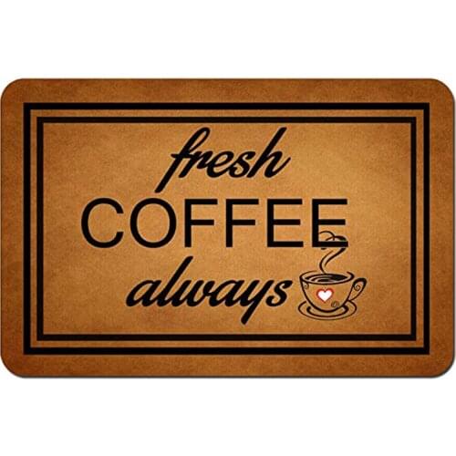 Funny Doormat with Rubber Back -Fresh Coffee Always Door Mat Entrance Way Doormat Non Slip Backing Indoor Outdoor